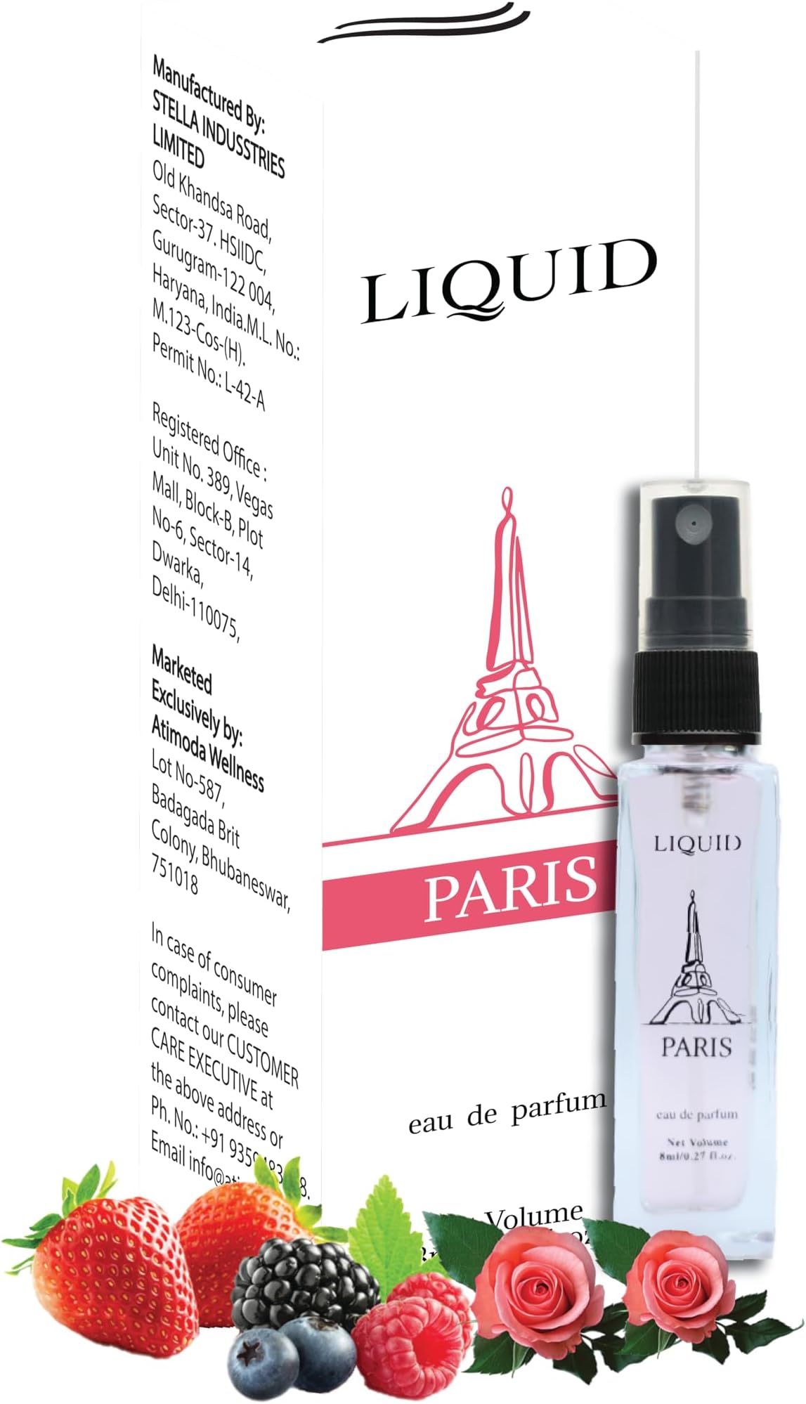 LIQUID Paris Pocket Perfume, Luxury Unisex Eau de Parfum (EDP) - 8ml | Long Lasting Smell |A Premium Perfume for Men & Women | Blend of Floral & Woody Fragrance/Scent | Sample/Trial Pack