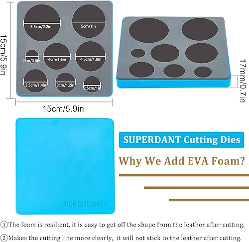 Miniatura 9 de SUPERDANT Troqueles de corte hexagonal de cuero, 8 tamaños, colgante hexagonal, máquina de troquelado de madera para parches de cuero, llaves,