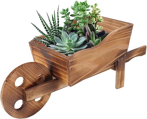 Maceta de madera para carrito, macetas suculentas de carretilla, maceta de carro, macetas decorativas con forma de carrito para decoración de
