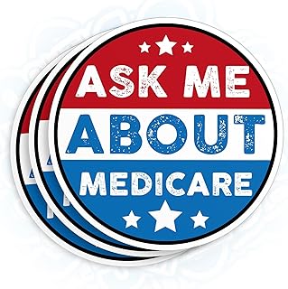 (3Pcs-3") Ask Me About Medicare Sticker Health Insurance Consultant Stickers Mental Health Die-Cut Waterproof Vinyl Sticker for Laptop Water Bottle Phone Cars Decal Gifts for Her Him 3 Inches