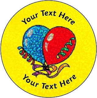 144 Personalised Holographic Sparkly Happy Birthday Balloons Celebration School Praise Teachers Gift Stickers 35mm Primary Teaching Services