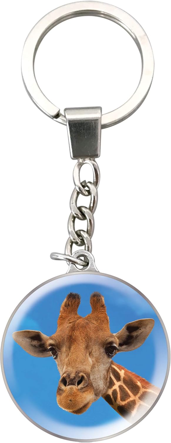 Deluxebase Magnidome - Giraffe Keychain from Dome Crystal Glass Stainless Steel Key Ring with Picture. Great Key Chain Accessories and Gifts for Men and Women.