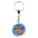 Deluxebase Magnidome - Giraffe Keychain from Dome Crystal Glass Stainless Steel Key Ring with Picture. Great Key Chain Accessories and Gifts for Men and Women.