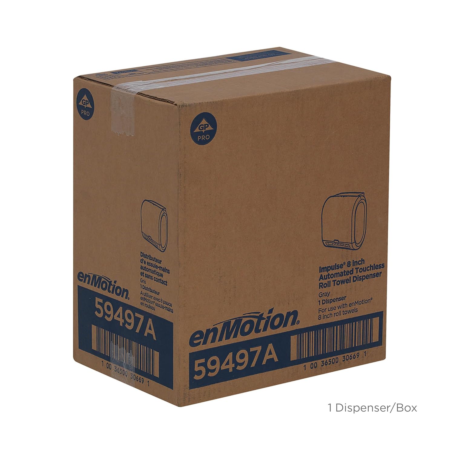 enMotion Georgia‑Pacific (by GP PRO) Impulse 8 in 1‑Roll Automated Touchless Paper Towel Dispenser, Gray, 59497A