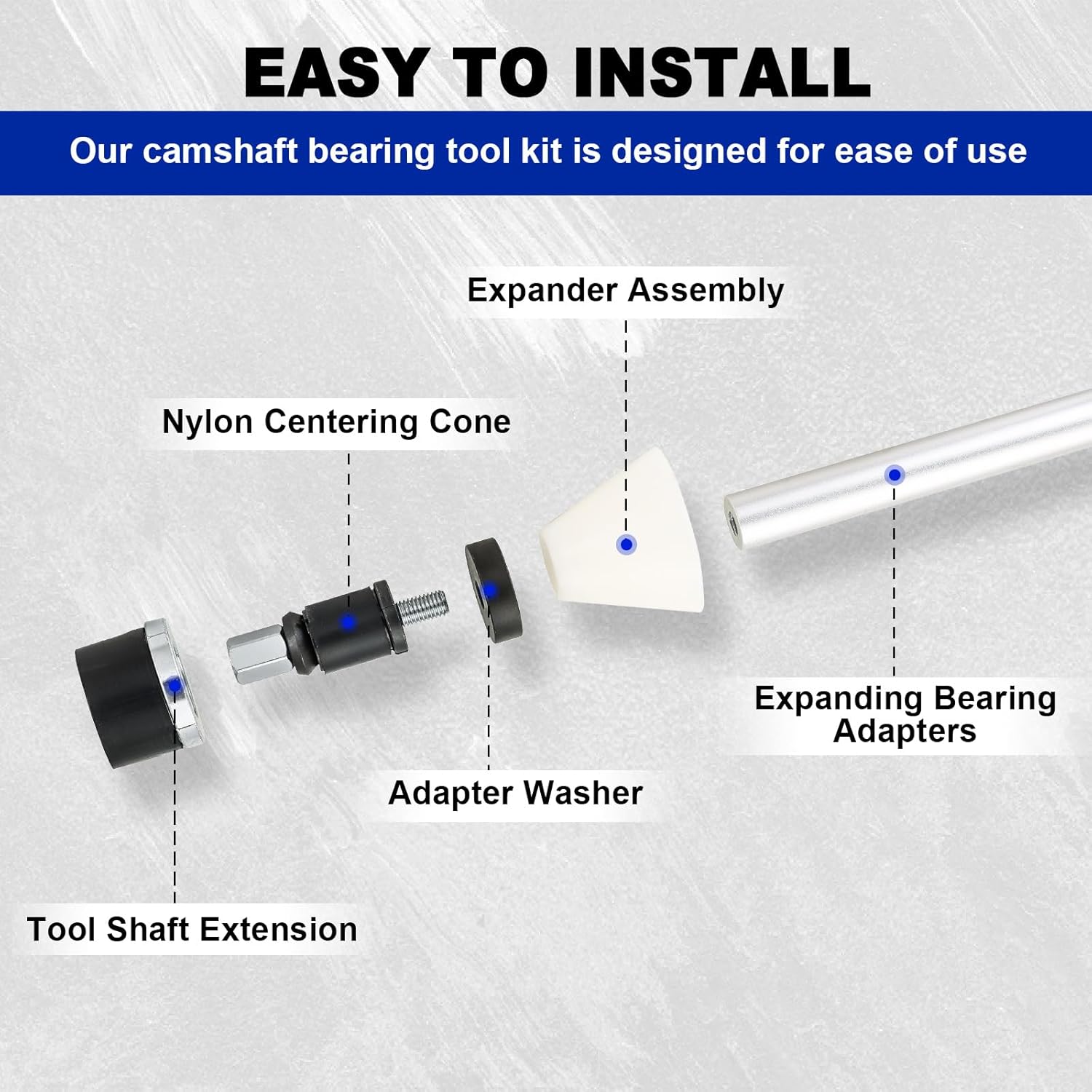 DASBET Cam Bearing Tool Kit | Universal Cam Bearing Removal and Installation Set, Camshaft Bearing Tool with 1-1/8'' to 2-2/3'' Adapters, Fit for Most Vehicles