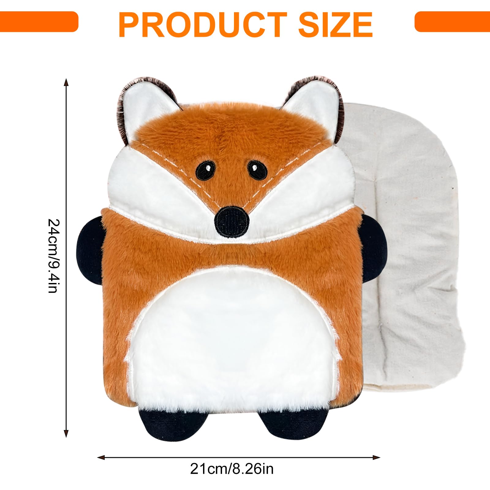Cuscino termico Microonde Animali Borsa dell'acqua calda per Microonde, Borsa dell'acqua calda Animale per Donna Bambini E Bambino Alla pancia Collo e Dolori di regolazione (Volpe)