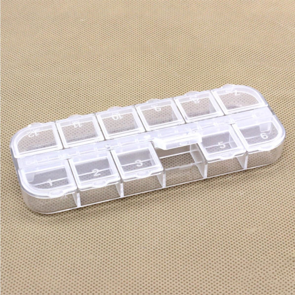 Plastic Jewelry Storage Box Portable Carry Organizer 5 Pcs with 12 Grids and Independent Covers for Beads and Earrings Desktop Decoration