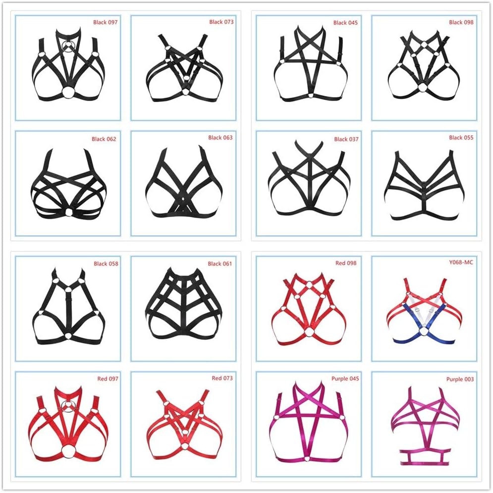 Harness Bra,Body Harness Strappy Lingerie cage Chest for Women (White y073)