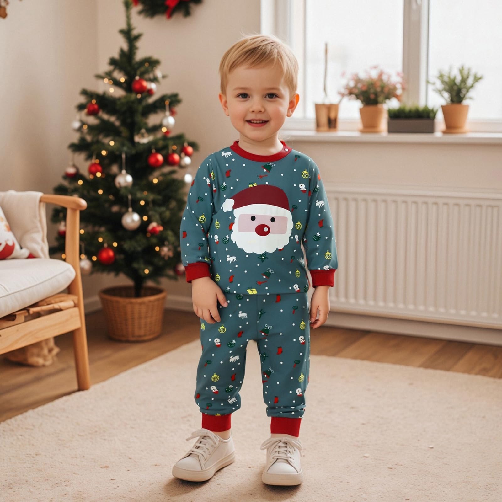Babykleidung Baby Jungen Weihnachten Weihnachtsmann Druck Kleidung Set Langarm Sweatshirt + Hose Outfit Kleinkinder Winter Kleidung
