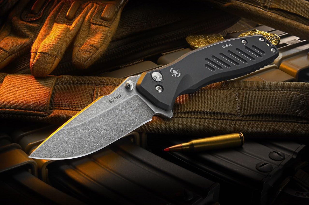 Spartan Blades Pallas Folding Flipper Knife Button Lock Black SF3