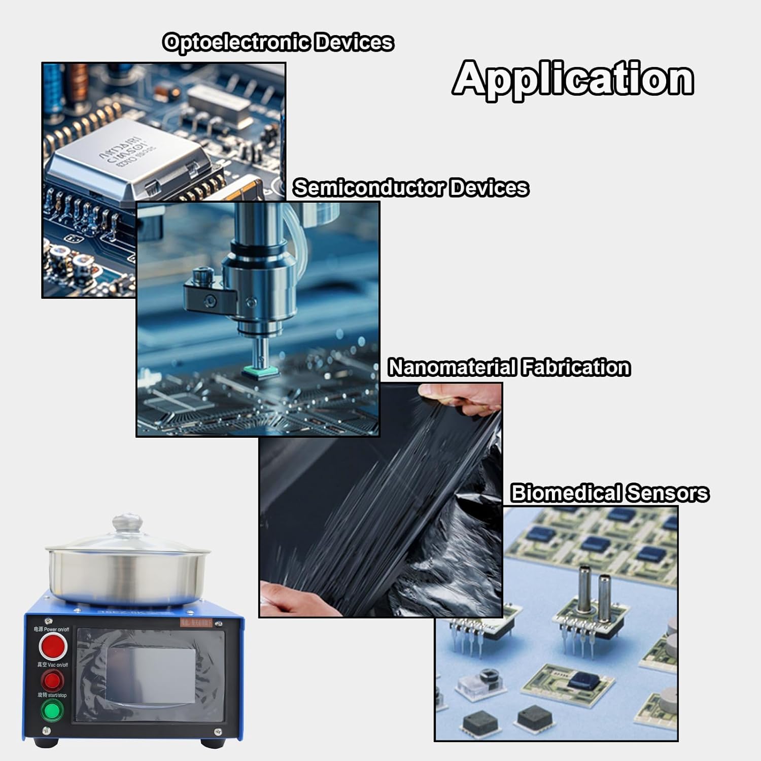 INTBUYING Laboratory Super Spin Coater, 150W 16EZ-8K Spin Processor Including Oil-Free Vacuum Pump, 25mm/50mm Vacuum Spin Chuck 110V, High-Speed Programmable Film Coating System for Lab & Industry