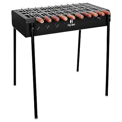 H Hy-tec (Device) HYBB - Caravan Charcoal Grill Barbeque with 10 Skewers & Charcoal Tray (Stellar Black)