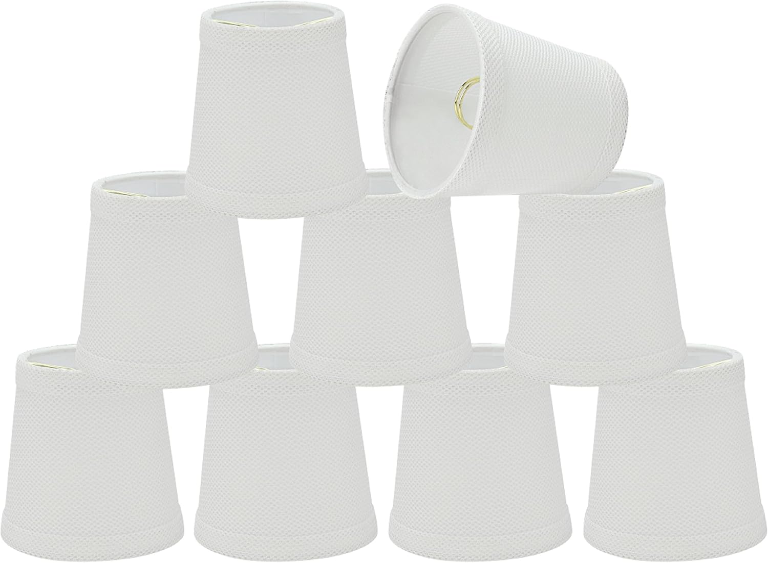 Aspen Creative 32718-9A, Empire Clip-On Chandelier Lamp Shade, White, 3" Top x 4" Bottom x 4" Slant Height, Set of 9