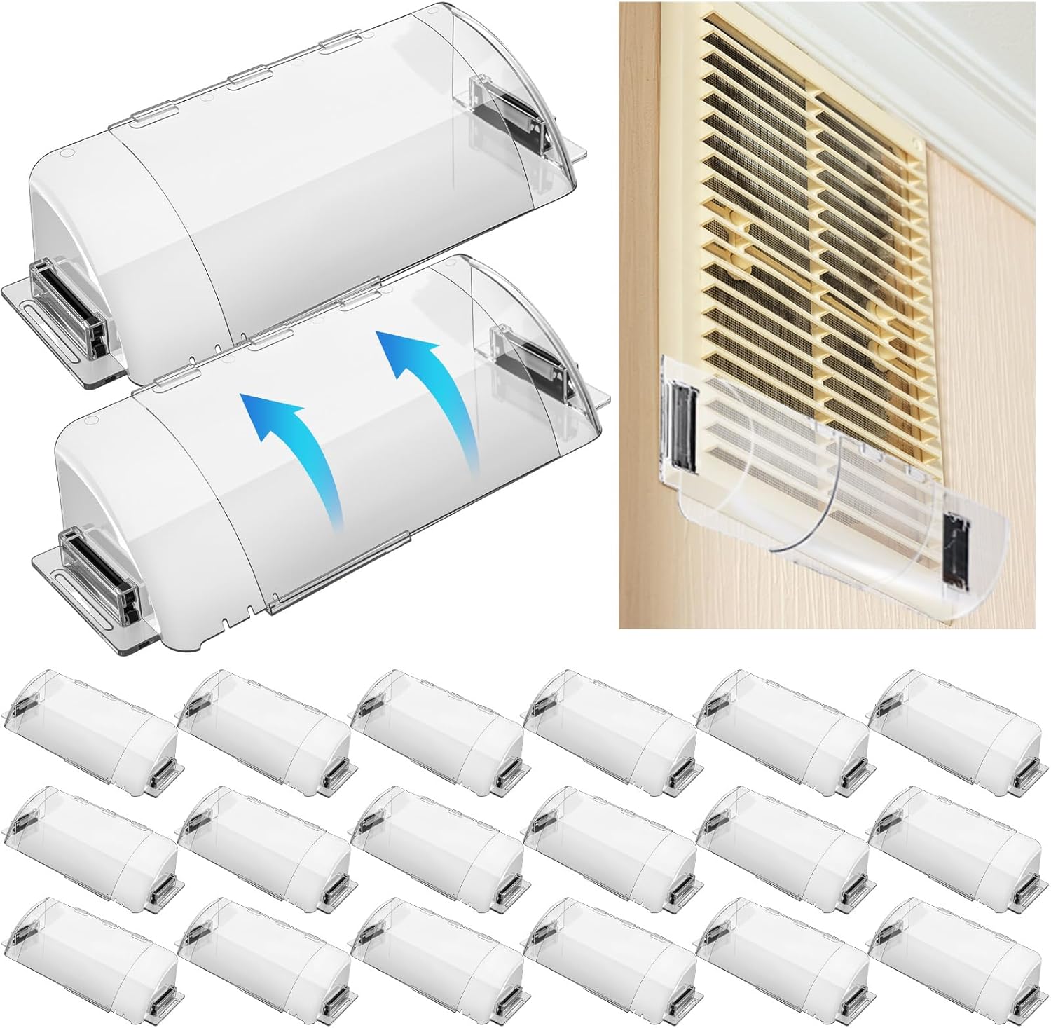 12 Pack Air Vent Deflectors Adjustable Magnetic Heat and Vent Cover, 9" to 15.5" Heat and Air Deflector for Vents, Sidewalls and Ceiling Registers