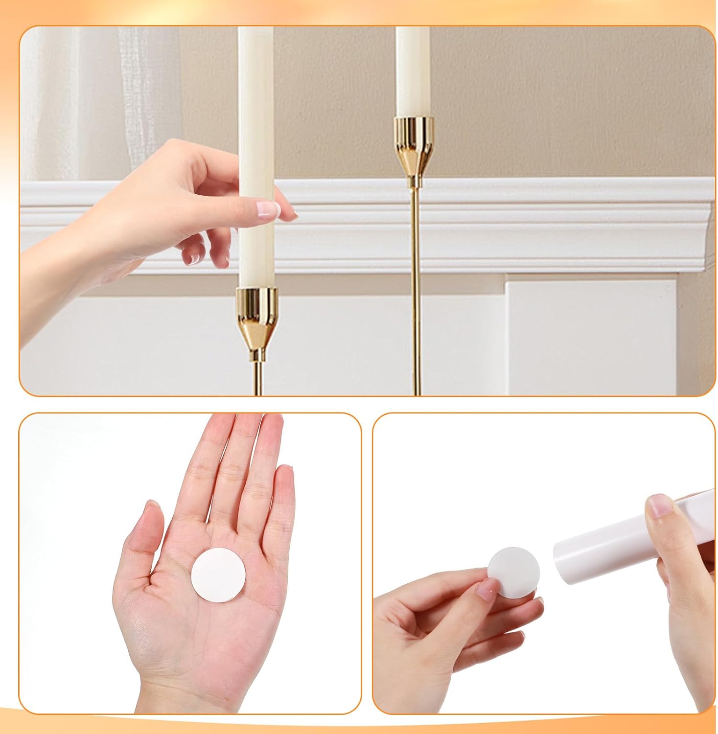 40pcs Taper Candle Holder, Adhesive Candle Grips for Taper Candles Candles Snugger Inserts, Small Candlestick Accessories for Christmas Wedding Holiday Party Supplies