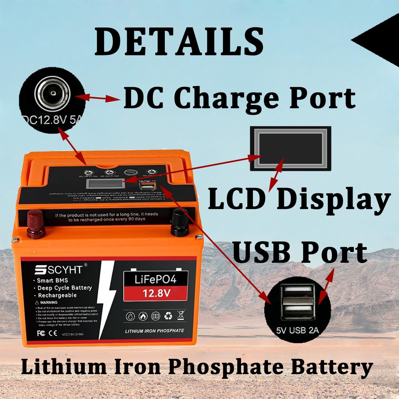 Batería LiFePO4 12,8 V 50 Ah Batería de Litio 30 Ah Baterías solares 12,8 V Baterías Recargables para Suministro energía Respaldo para Kits Motor 250 W a 650 W con BMS,12.8v30ah