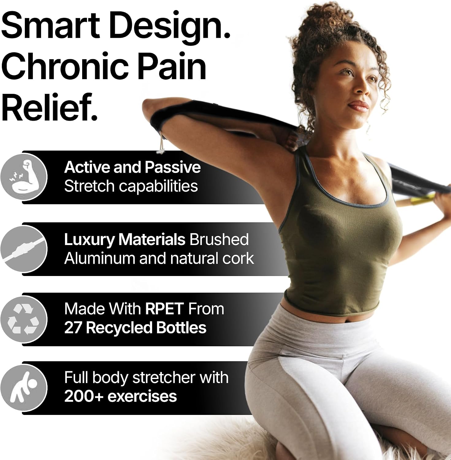 CastleFlexx Mobility and Full Body Strengthening Device | Non-Elastic Stretch Strap with Natural Premium Cork Handles for Stretching, Exercise, Physical Therapy, and Yoga image 5