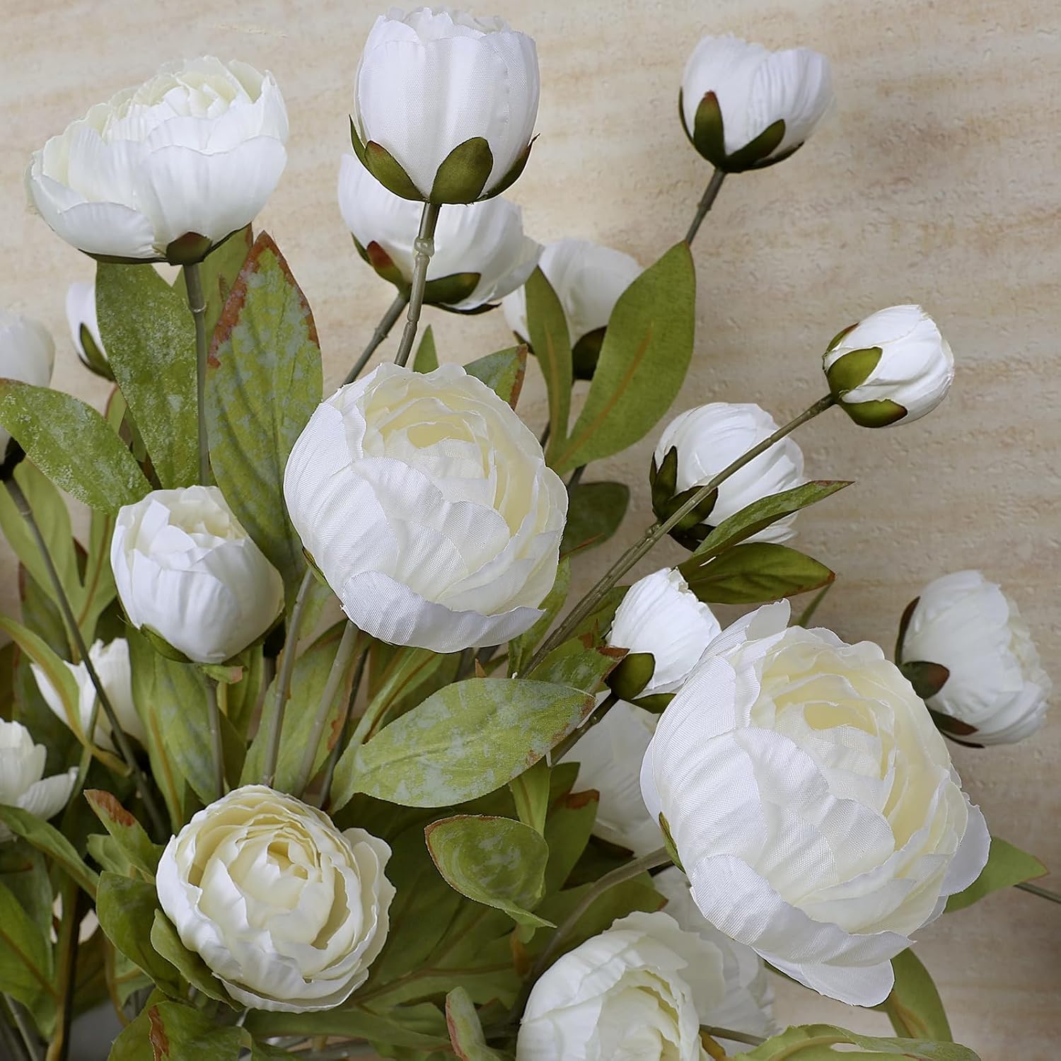 Artificial Silk Flowers Peony, 27", Cream White