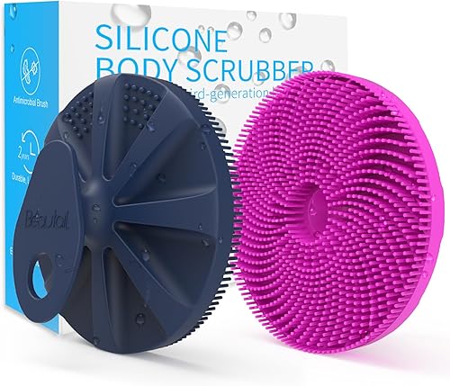 Cepillo de baño de ducha de 3 generación, 2 unidades de silicona para masaje, suave masaje, más higiénico que la lufa, exfoliante suave para pieles