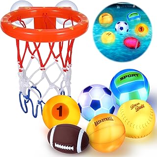 Light Up Bath Toys, Bathtub Basketball Hoop for Kids 1-3, Toddler Pool W...