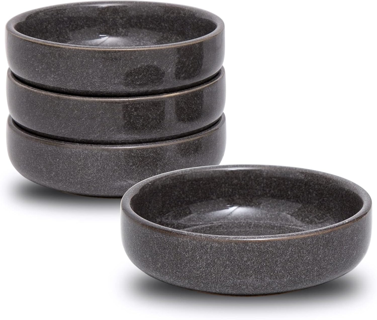 Tacuhy 3.5 inch Ceramic Soy Sauce Dish 3 Oz Small Sushi Dip Bowl Side Dishes Tomato Sauce Dipping Bowls (Grey-4pcs)