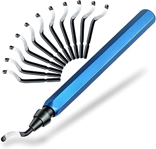 13-Piece Deburring Tool for 3D Printing, 12 M2 HSS Blades & Aluminum Handle, Professional Burr Remover for Metal, Resin, Copper and PVC Pipes - Blue