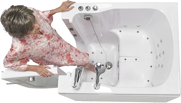 Ella Front Entry 32"x40" Air+ Hydro Massage Walk-In Tub, Right Outward Door