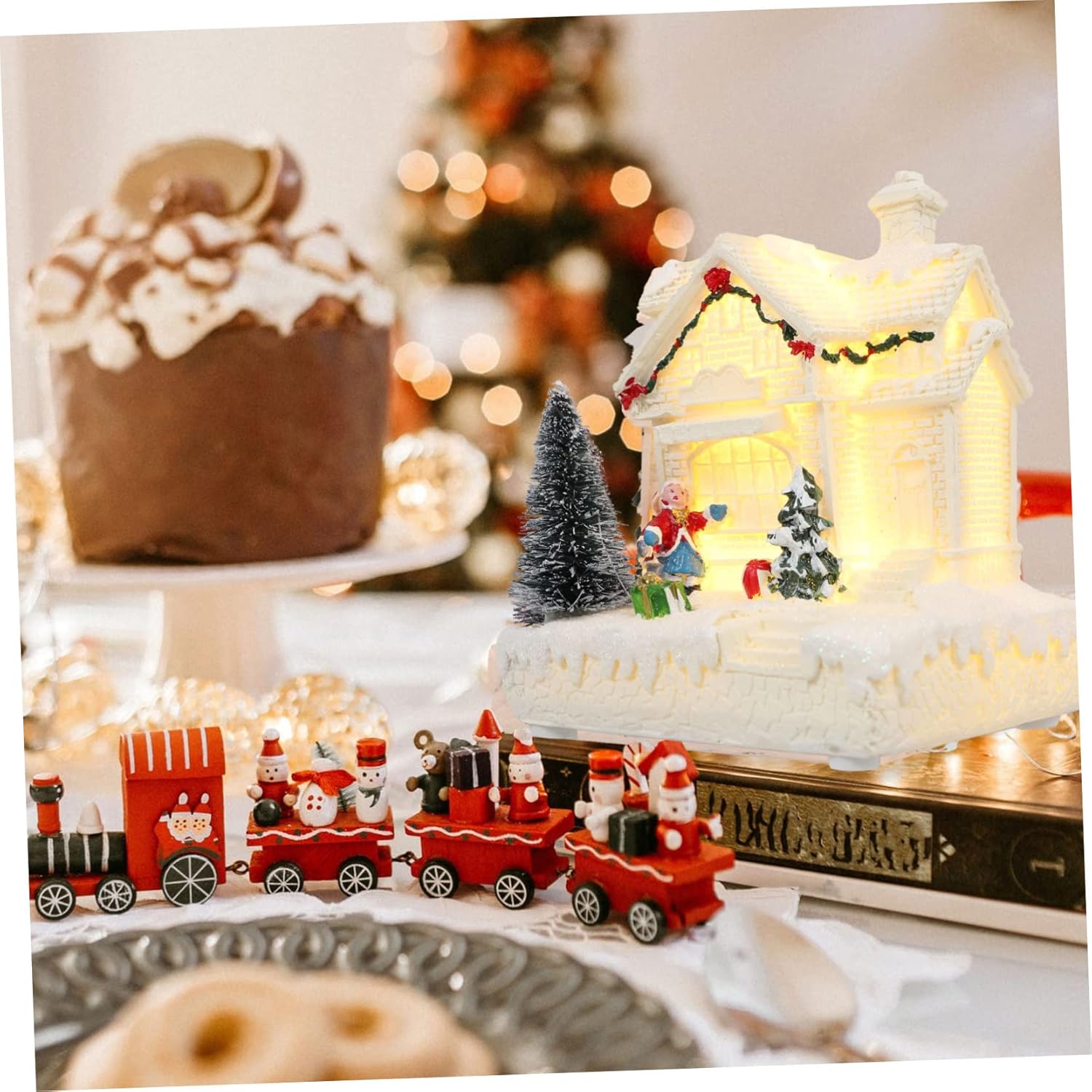 Holibanna 1pc Christmas Mini House Ornament Xmas Decoration for Holiday Cheer for Home Decor Festive Atmosphere Unique Friends Family No Battery Included