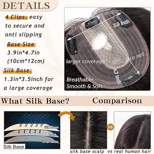 Miniatura 5 de S-noilite Extensiones de cabello humano con clip en balayage, 130% de densidad, extensiones de cabello para pérdida de cabello leve (16 pulgadas a