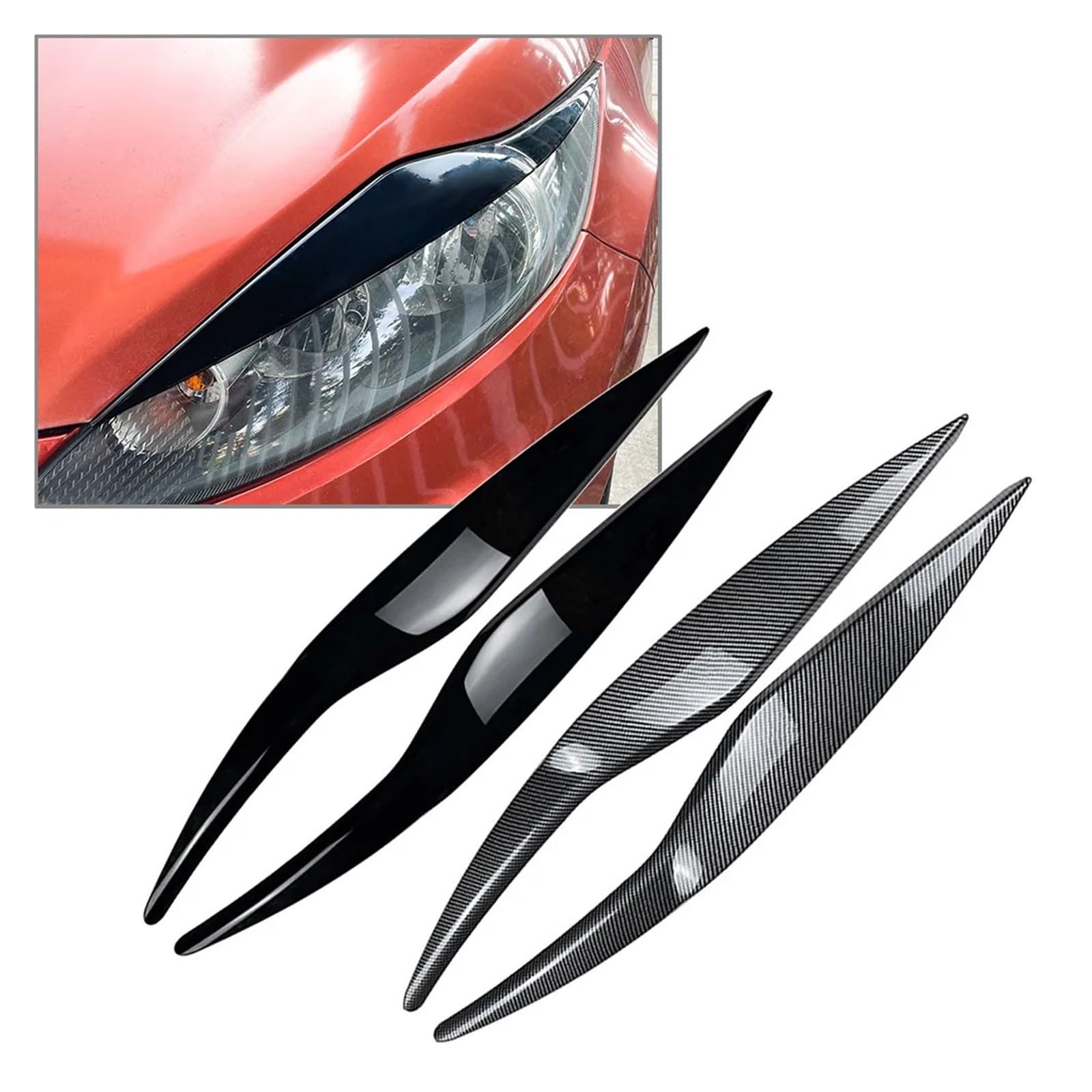 Auto Faro Del Faro Sopracciglio Palpebre Telaio di Copertura Trim, for Ford, for Fiesta, for MK6 2008 2009 2010 2011 2012 Adesivi per lampade auto(Carbon Fiber Black)