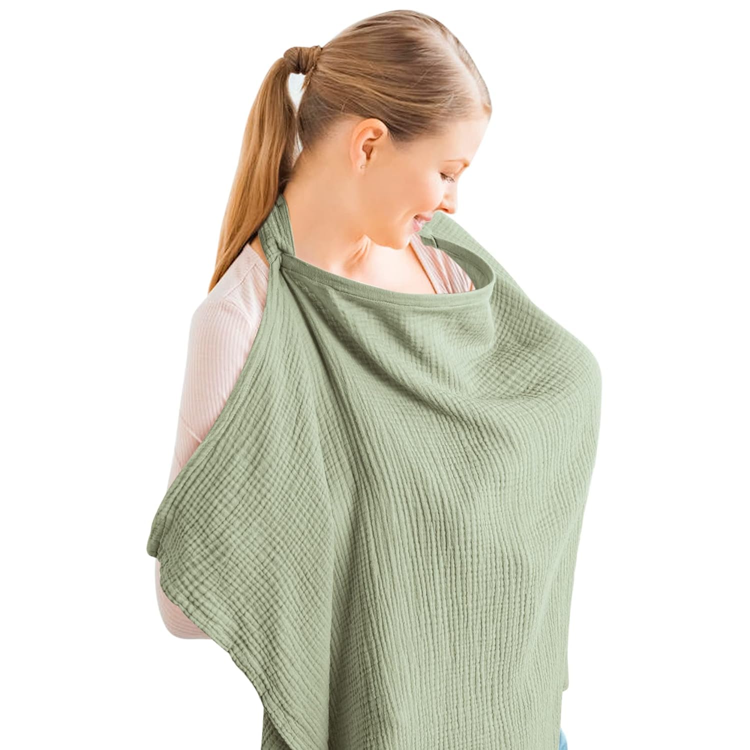Muslin Feeding Shall Roman Green (Roman Green) | Breathable Fabric, Privacy Cover, Car Seat Canopy, Lightweight, Multi-Use-image-25