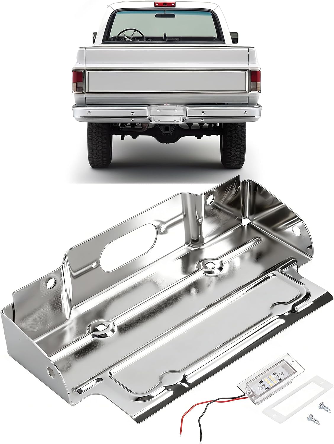 Rear License Plate Bracket with Lamp Compatible with 1967-1995 Chevy Chevrolet Blazer GMC Jimmy Suburban Van Pickup Replace for GMK414388567 License Holder Pocket Mounting Frame Silvery