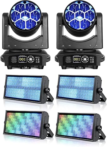 BETOPPER LM0740 Moving Head Light 7x40W RGBW Beam/Wash/Zoom/CTO Effect and 200W Stage Strobe Light, RGB LED Stage Light Bar with 7x15 Pixel Control Zones