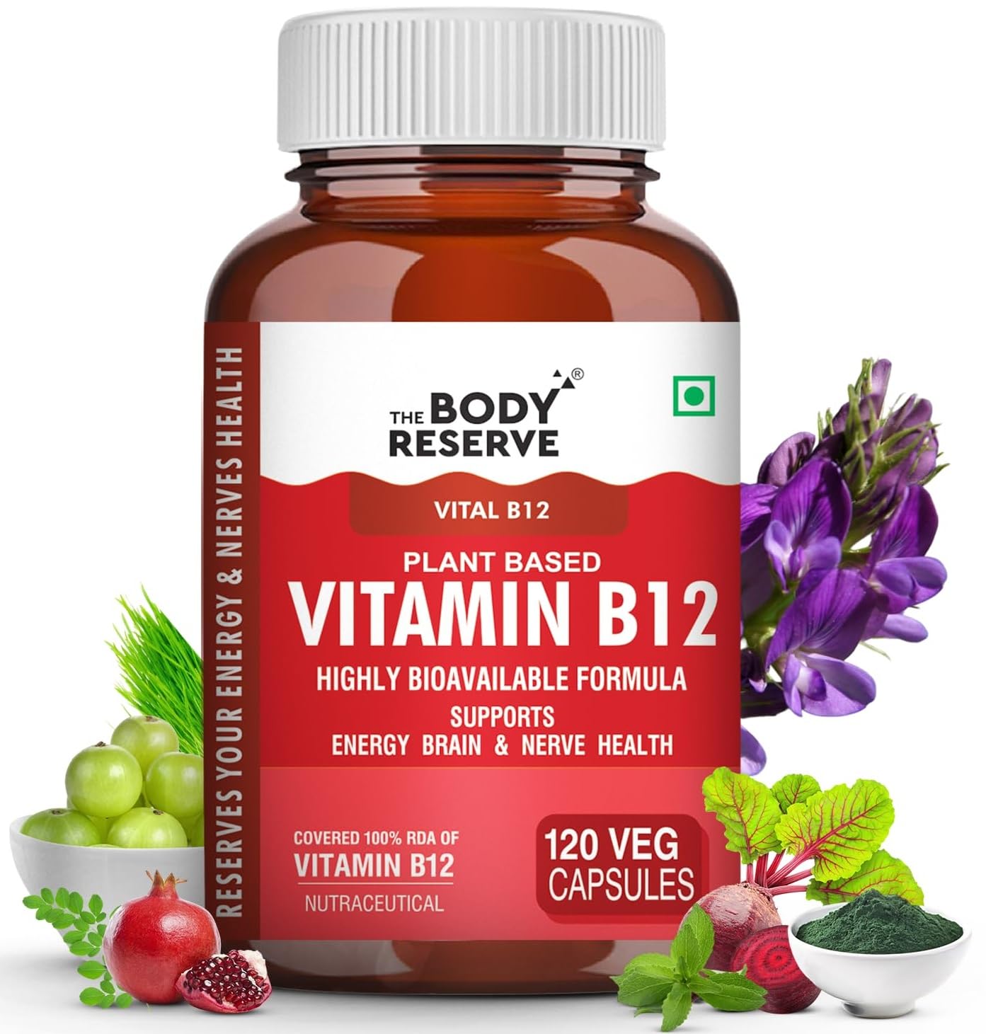 The Body Reserve Plant Based Vitamin B12 Supplement For Men & Women 120 Capsules Organic Vitamin B12 For Nerve And Brain Health Vegan Capsules (B0DB1PMT5V) Amazon Price History, Amazon Price Tracker