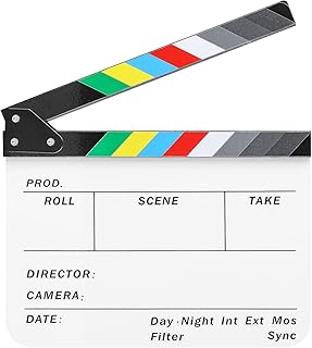 Trintion Film Clapper Board 12 x 10in Acrylic Plastic Director's Film Clapboard Movie Cut Action Scene Clapper Board Slate for Movies TV Shows Studio Live