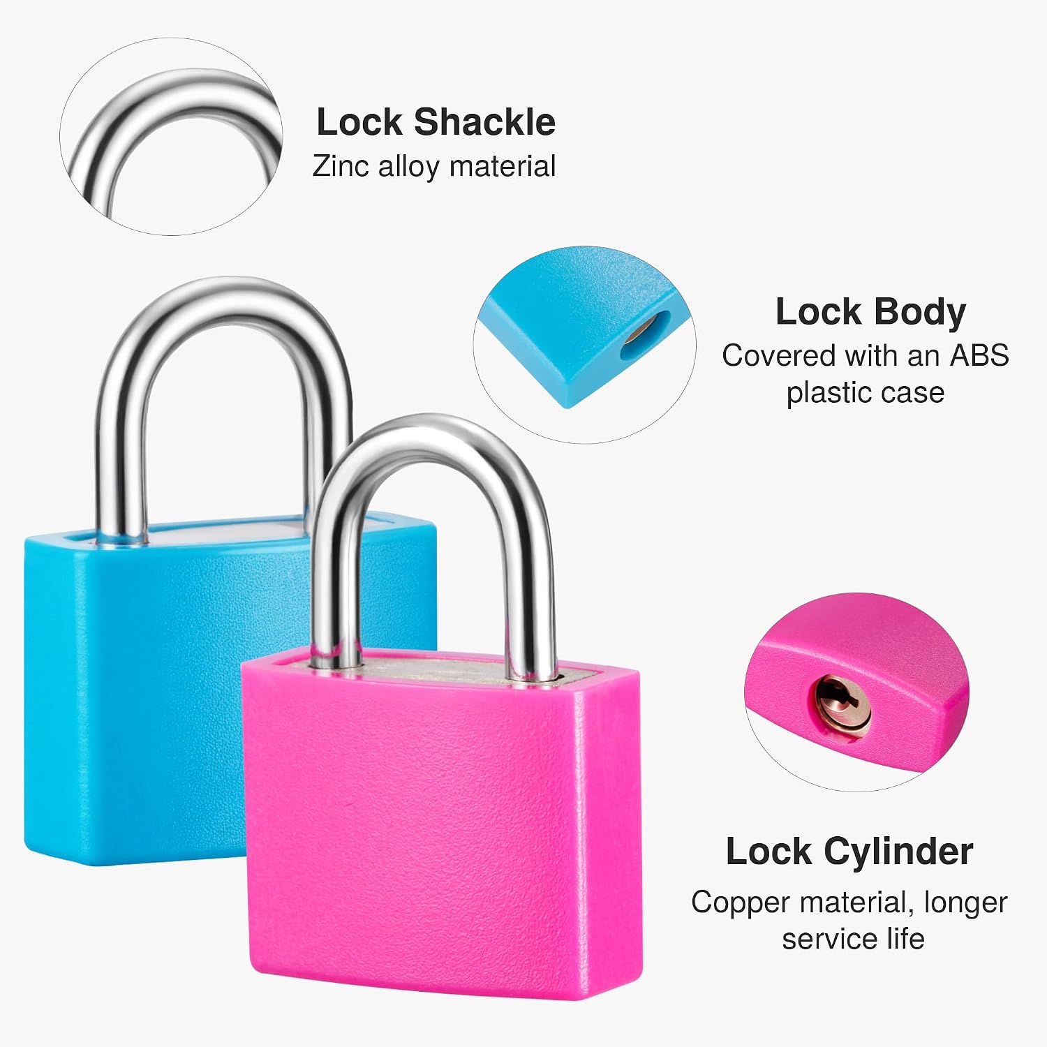 Puroma Mini Suitcase Padlock with Keys, 4 Pack 22mm Locker Locks Luggage Key Lock for School Gym Locker, Laptop Bags, Backpacks, Diary Book (4 Colors)
