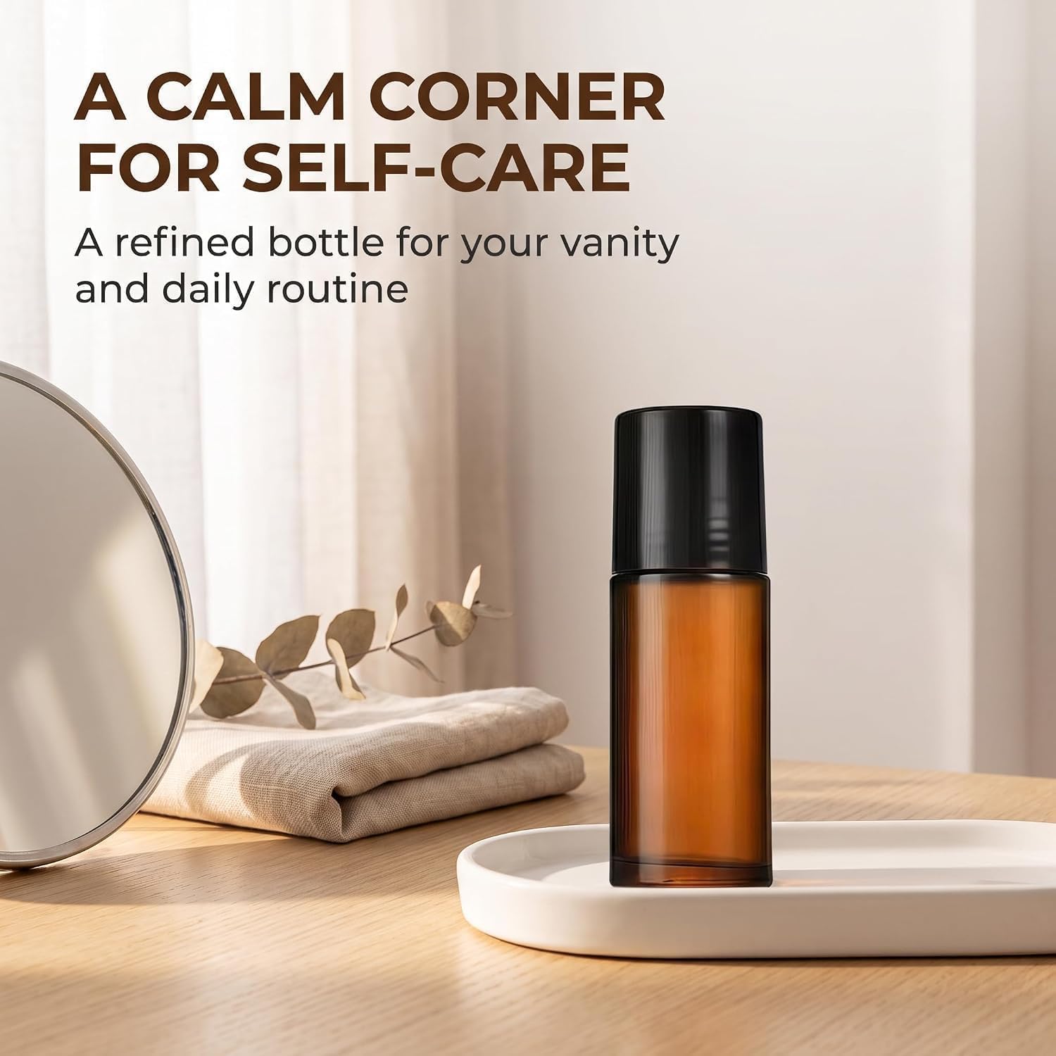 2Pcs 50ml Brown Glass Essential Oil Roller Bottles,Perfume Roller,Refillable Roll on Bottles Container Empty Deodorant Rollerball Beauty Personal Care Tools for Fragrance Cosmetics