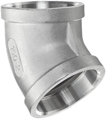 Stainless Steel 304 Cast Pipe Fitting, 45 Degree Elbow, Socket Weld, MSS SP-114, 2" Female