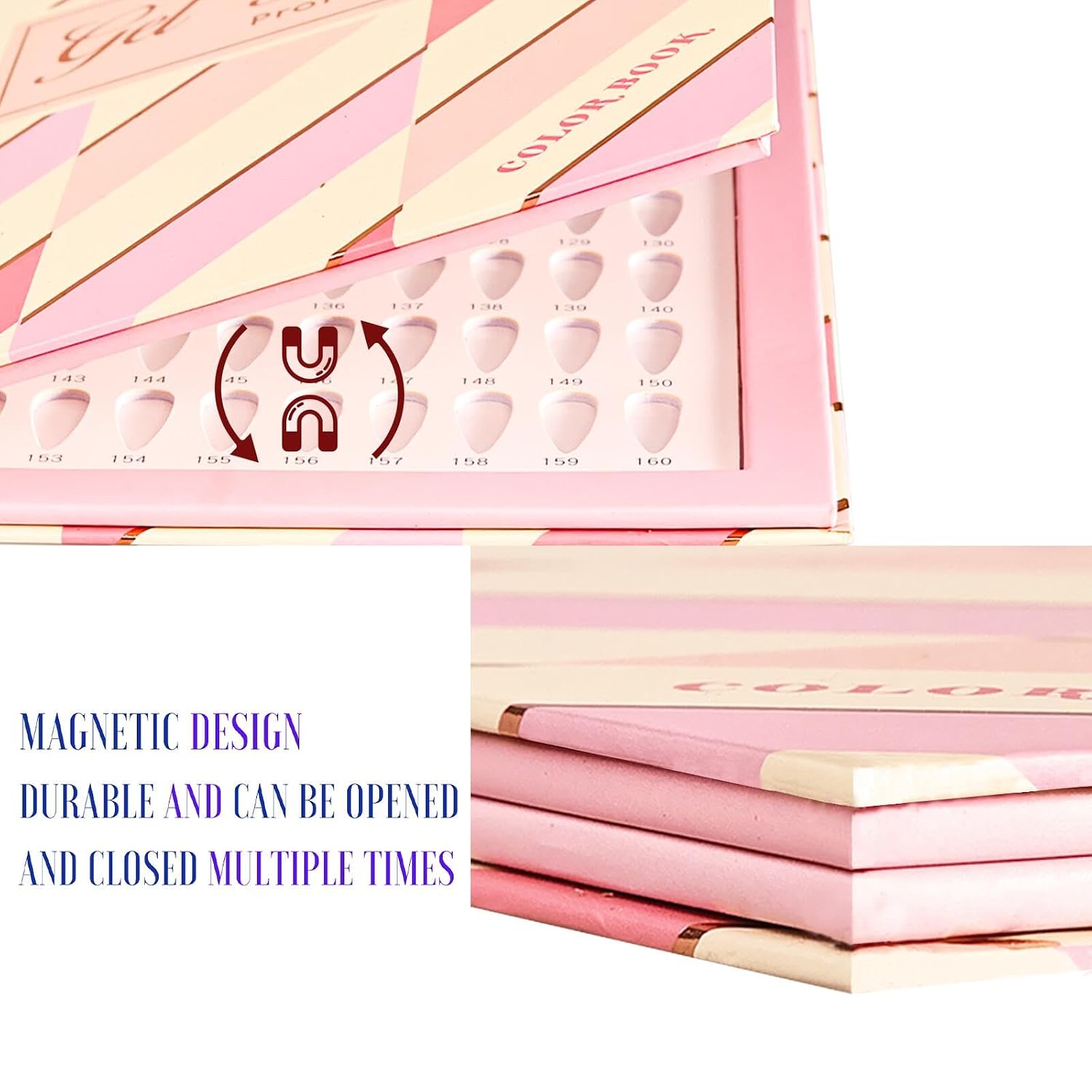Acycoin2A 160 Nail Color Display Book Chart with 240 Nail Tips UV Gel Polish Color Card Board (B)