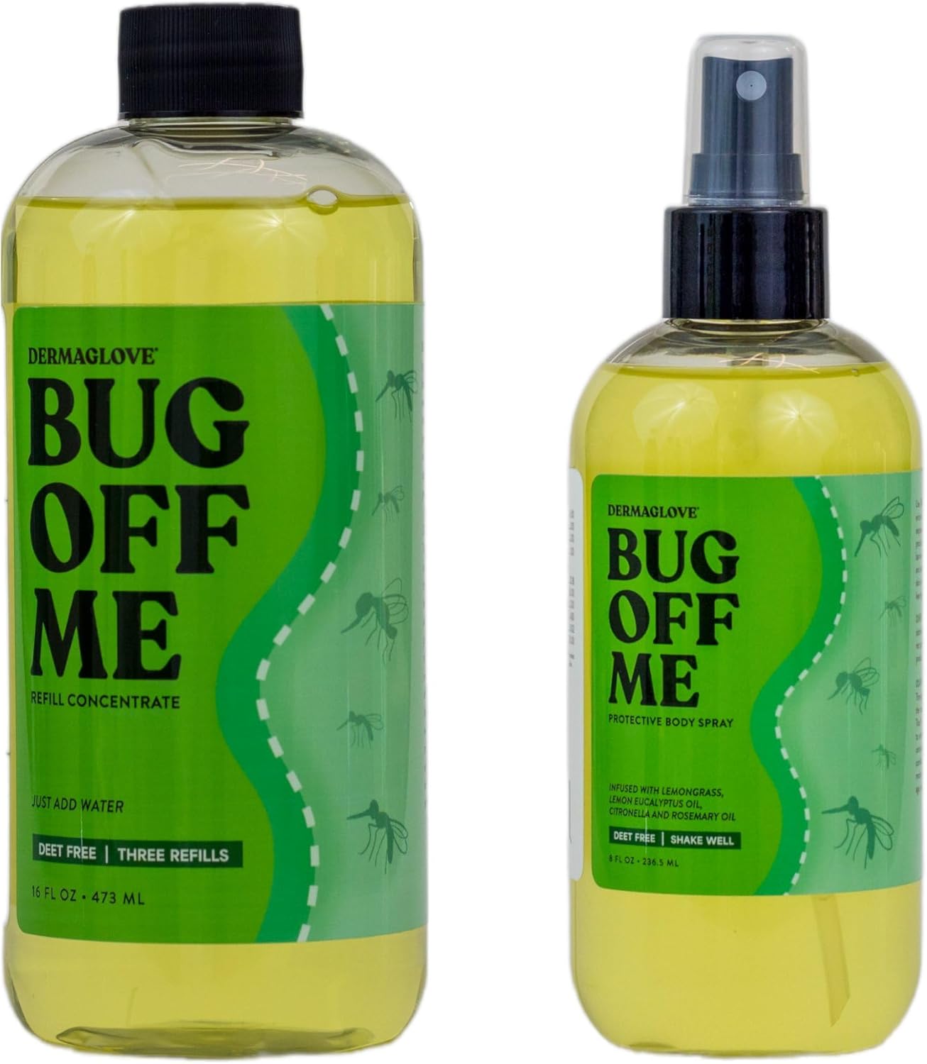 Bug Off Me Refill Kit - Ready-to-Use Mosquito and Insect Repelling Body Spray + 3 Concentrated Refills - 8 Fl Oz + 16 Fl Oz (Pack of 2)