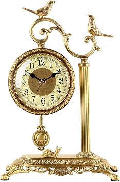 Table Clock Brass Ornaments European Style Table Clock Living Room Home Retro Table Decoration Atmosphere Clock Table Digital Alarm Clock