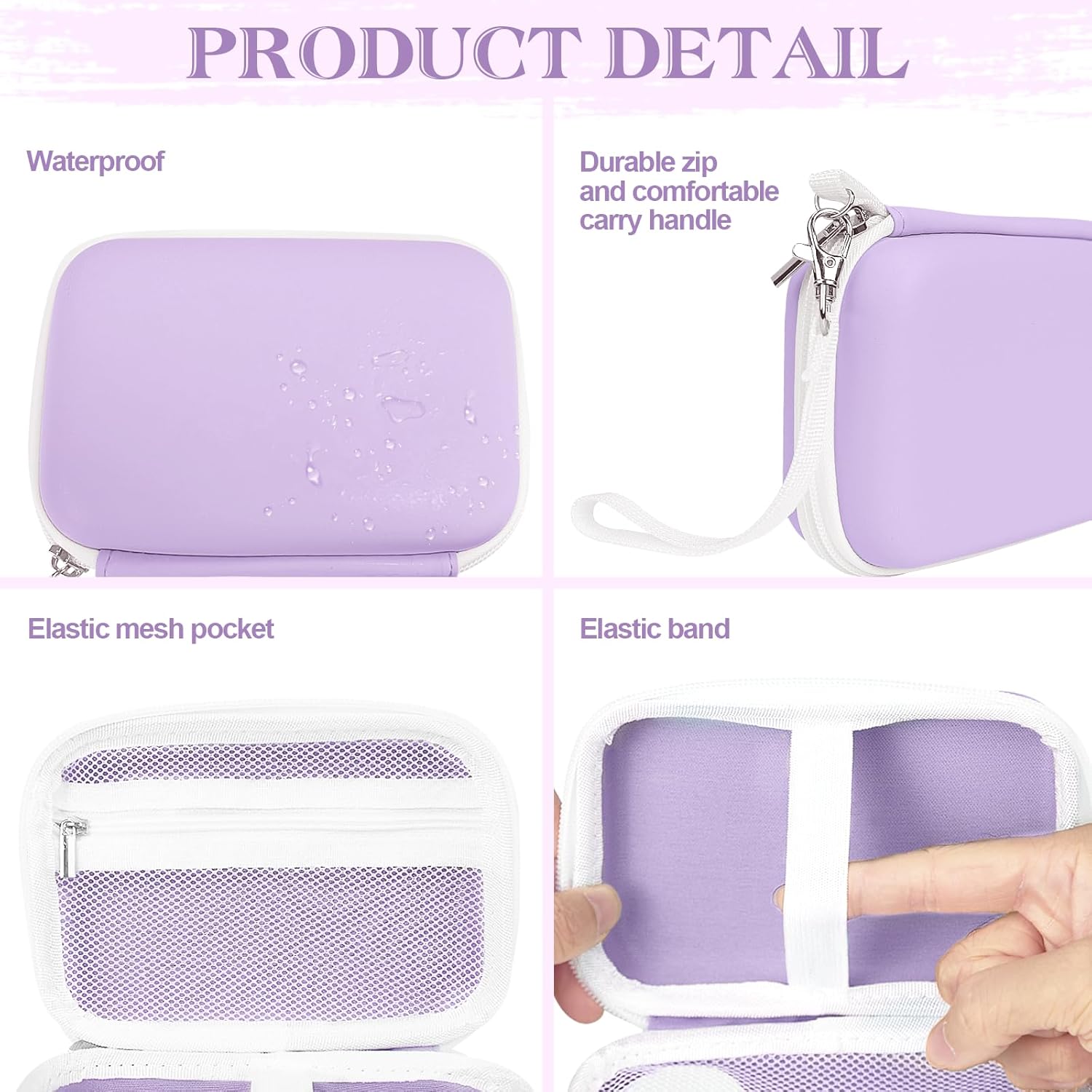 Case Compatible with NELKO P21, for NIIMBOT D110, for JADENS D110 Label Maker with 3 Roll Label Tape(Label Paper 1/2" x 1 1/2" (12mm X 40mm))-Hard Shell Storage Bag-Purple - Image 4