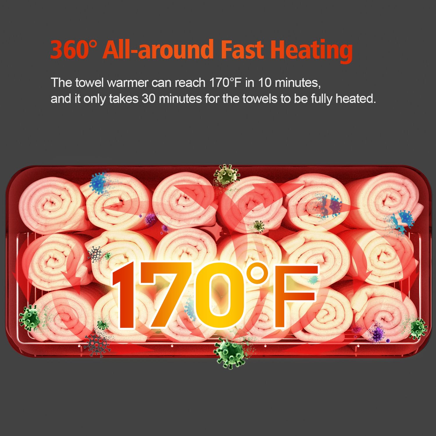 Towel Warmer Cabinet, 16L Professional Hot Towel Warmer Heating Use for SPA, Massage, Salon, Barber and Home - Black - Image 4