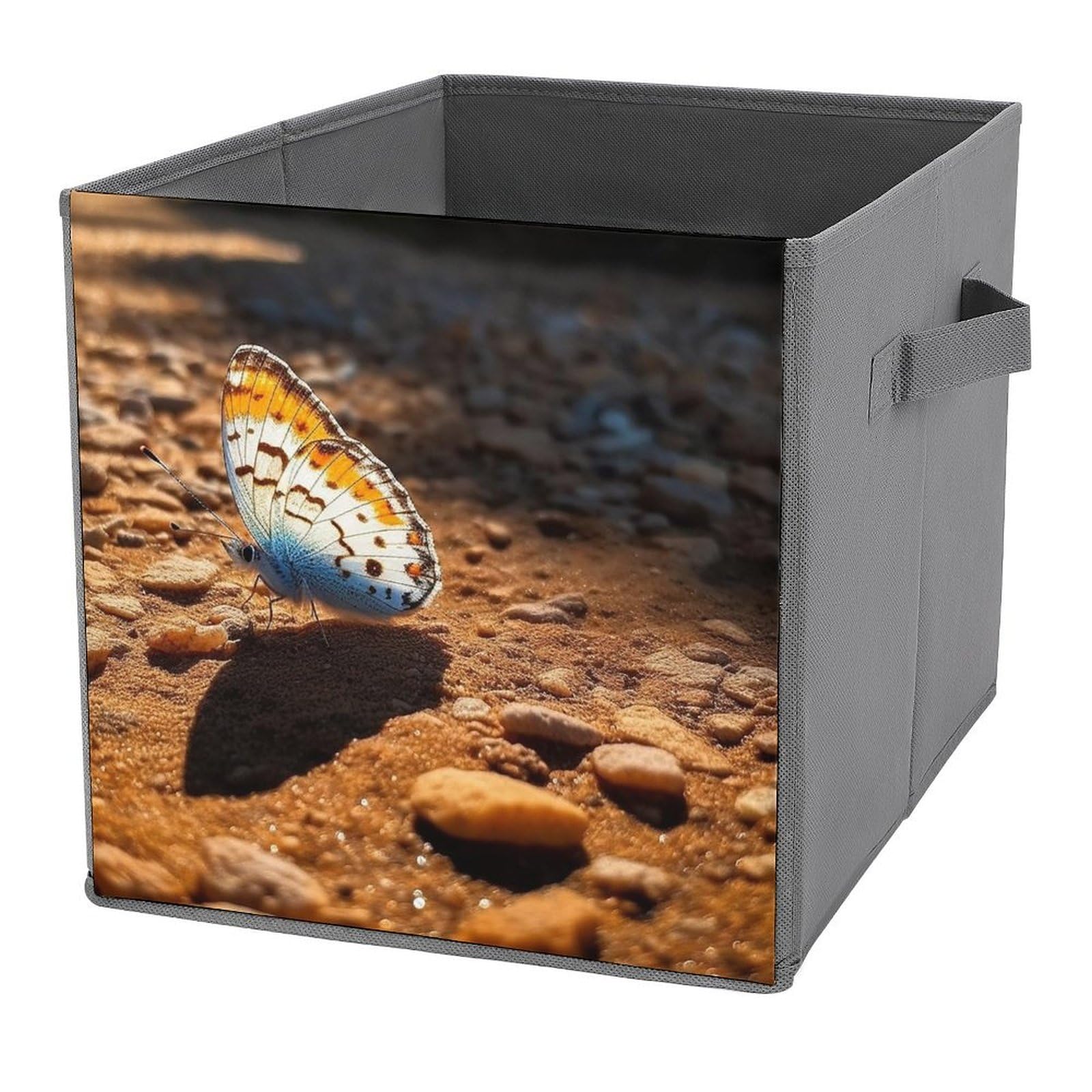 NONHAI Collapsible Storage Bins with Dual Handles Fabric Storage Basket Foldable Cubes Organizer Baskets Butterfly on The Road Storage Boxes for Organizing Clothing Cube Storage Organizer Bins