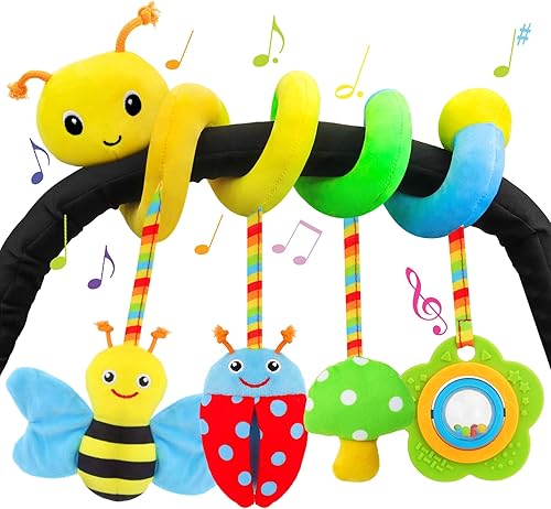 FPVERA Juguetes de asiento de automóvil para bebés de 0 a 6 meses, versión mejorada, asiento de automóvil en espiral y juguete de actividad de