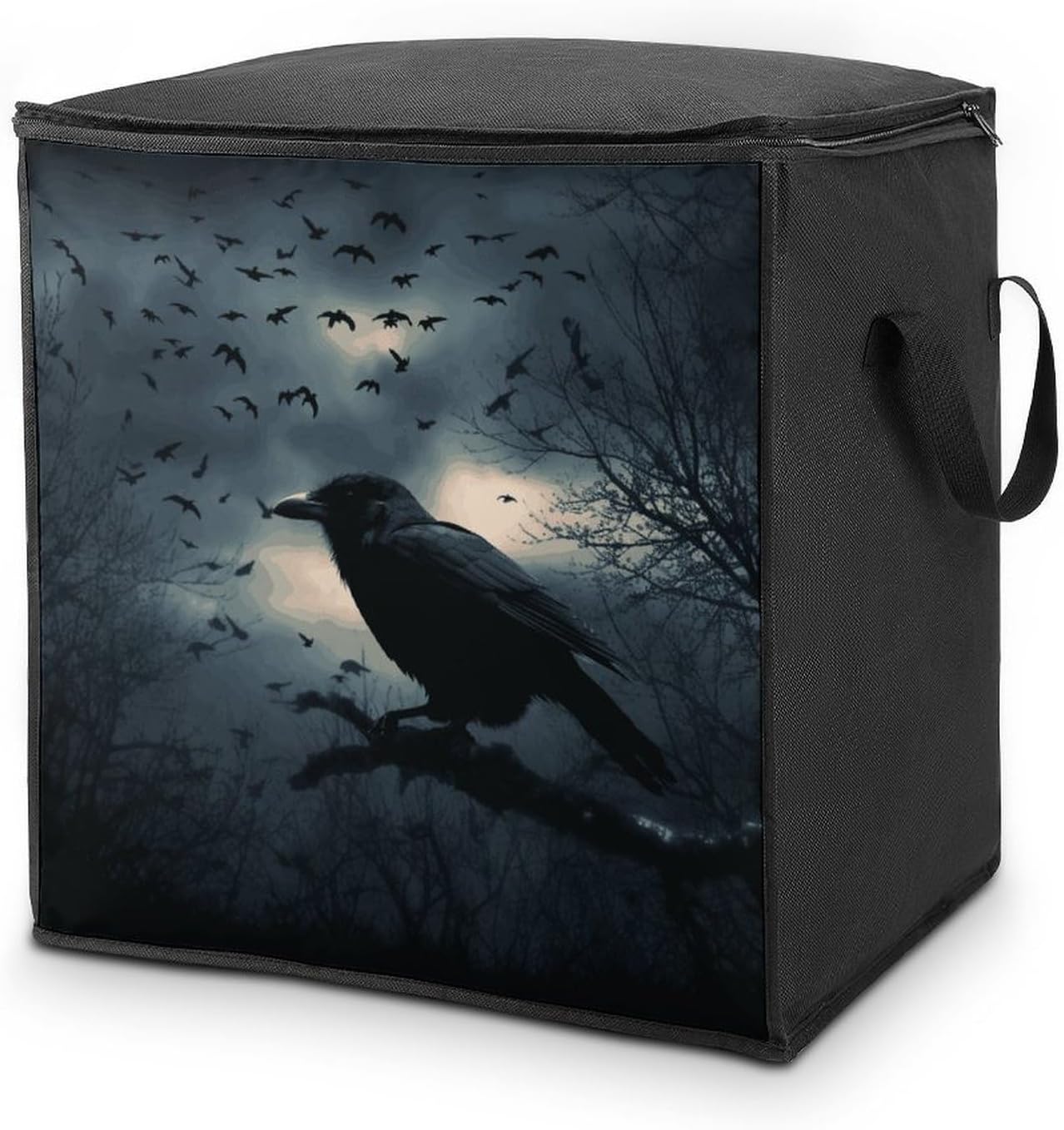 Night Crow Storage Bags Moving Bags Storage Bins | Comforter Storage Bag Reinforced Handles & Zippers Foldable Closet Organizers and Storage for Blanket Pillow Clothes