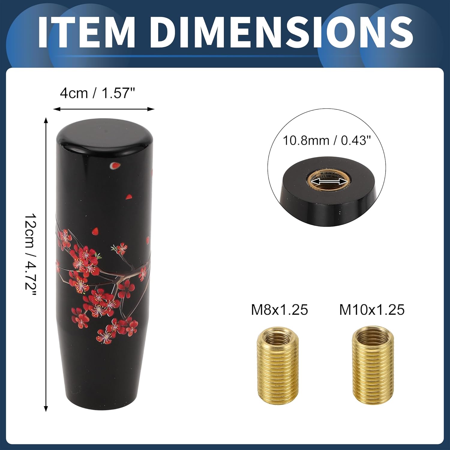 Car Shift Knob, 12cm Universal for Automatic and Manual Vehicle Flower Gear Shifter Knob with 2 Adapter Acrylic Black, 1 Set