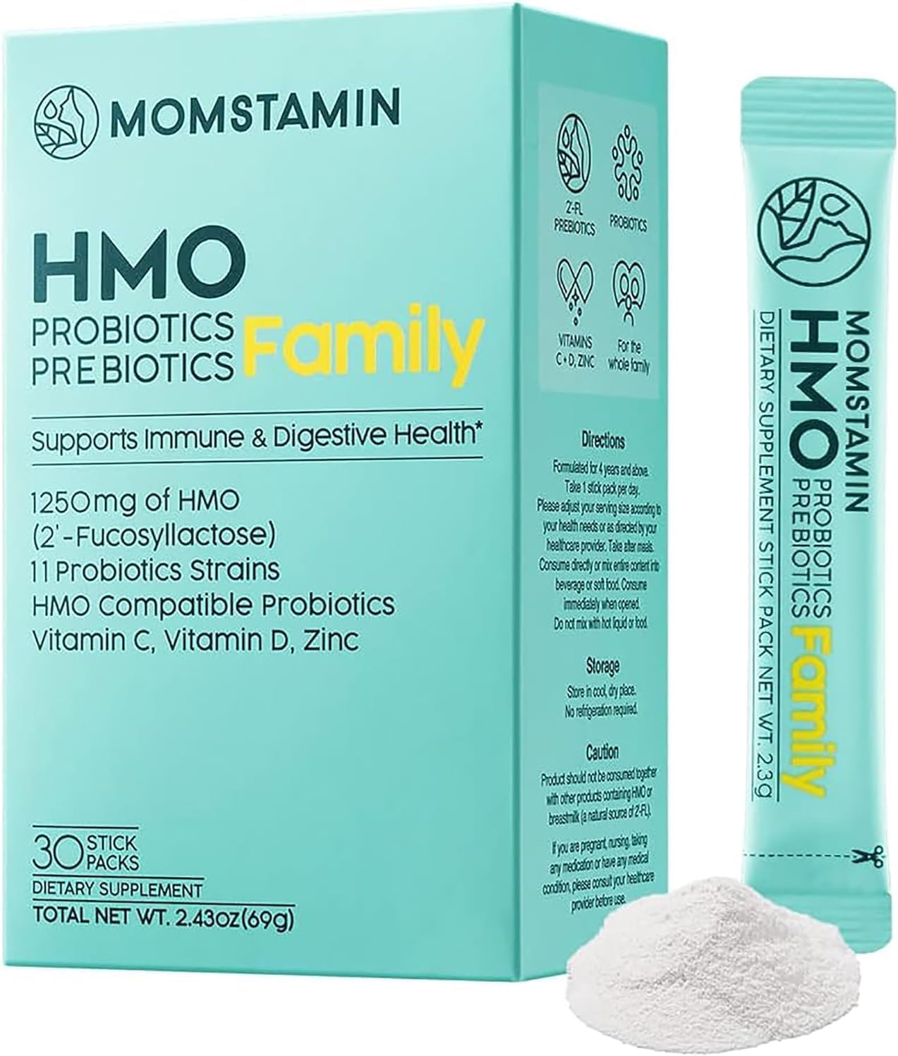 MOMSTAMIN 2'FL Pre & Probiotics for Whole Family Gut