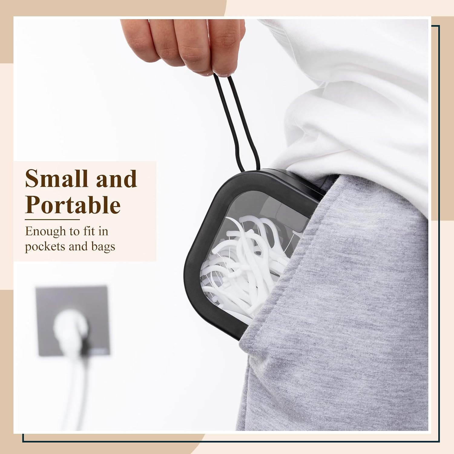 Kathfly 2 Pack Hair Tie Organizer Portable Hairband Holder Portable Hair Accessories Organizer Hanging Storage Container for Cotton Swab Bobby Pin Small Items on Desktop(Black) image 3