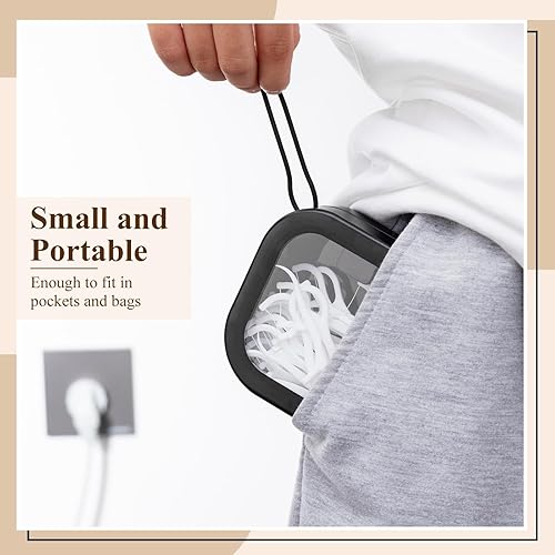 Vista 4 de Kathfly 4 Pcs Black Hair Tie Organizer Portable Hair Accessory Storage Containers Stackable Tie Bobby Pin Holder Home Cotton Swab Dispenser